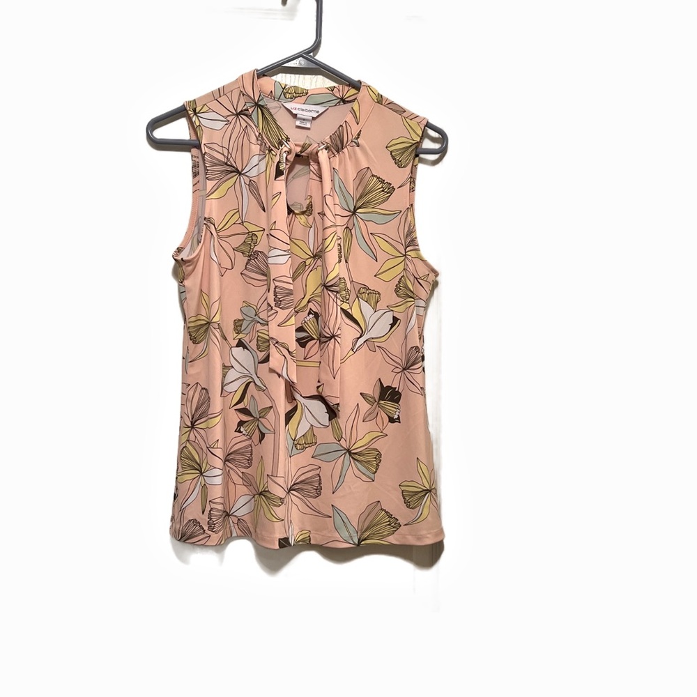 Vintage Liz Claiborne Sleeveless Floral Blouse - Pink and Olive
